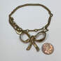 Designer Juicy Couture Gold-Tone Lobster Clasp Bow Charm Necklace image number 2