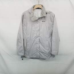 Marmot Light Gray Nylon Hooded Full Zip Jacket WM Size L