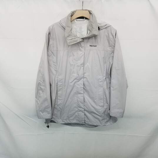 Marmot Light Gray Nylon Hooded Full Zip Jacket WM Size L image number 1