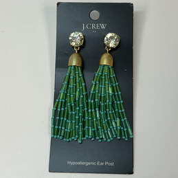 NWT Designer J. Crew Gold-Tone Crystal Cut Stone Beaded Tassel Earrings