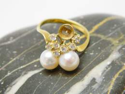 18K Yellow Gold 0.21 CTTW Diamond & Cultured Pearl Ring- For Repair 4.4g