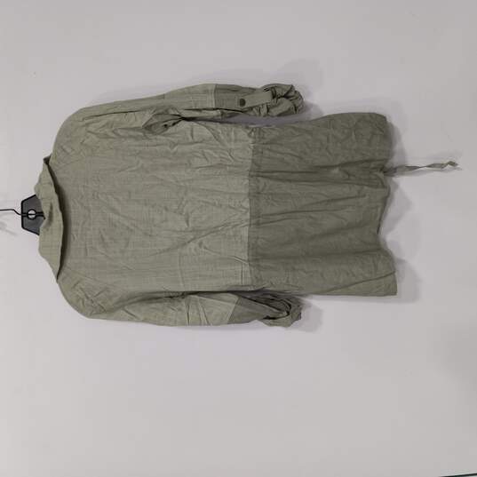 Buckle Blu Pepper Green Linen Zip-Up Rolled-Sleeves Jacket Sz S NWT image number 4