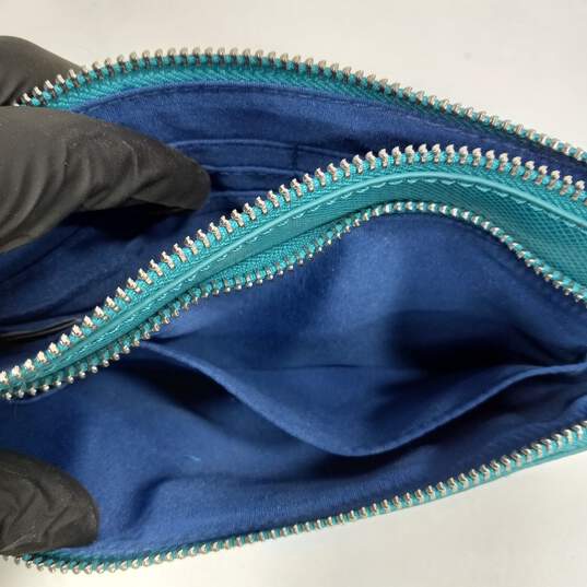 Liz Claiborne Turquoise Faux Leather Clutch Purse image number 4
