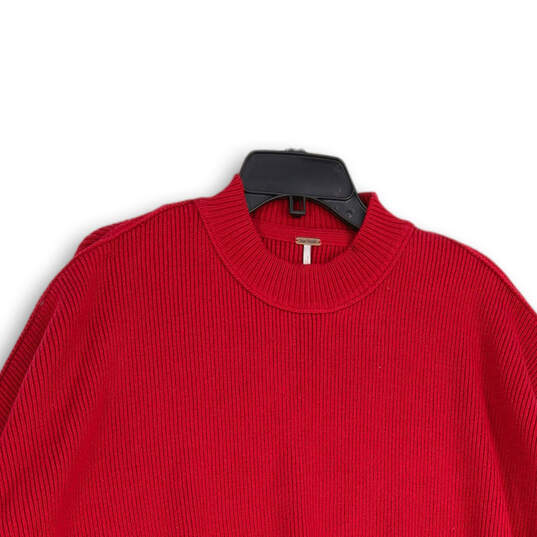 NWT Womens Red Knitted Crew Neck Long Sleeve Pullover Sweater Size Medium image number 3