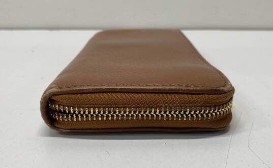 Michael Kors Brown Leather Continental Zip Around Envelope Card Wallet image number 3