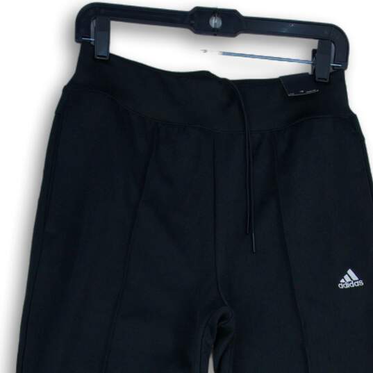NWT Adidas Womens Black Drawstring Flat Front Flared Leg Sweatpants Size S image number 3