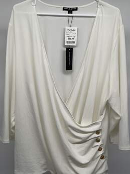 Cable & Gauge Womens Beige Long Sleeve Wrap Blouse Top Size 3X T-0544407-L alternative image