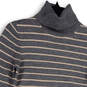 Womens Gray Beige Striped Turtle Neck Knitted Pullover Sweater Size Large image number 3