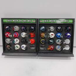 Bundle of Assorted Multicolor NFL Miniature Helmet Collection of Various Teams w/ Display