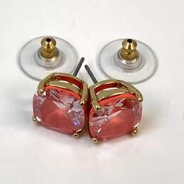 Designer Kate Spade New York Gold-Tone Red Crystal Cut Square Stud Earrings alternative image