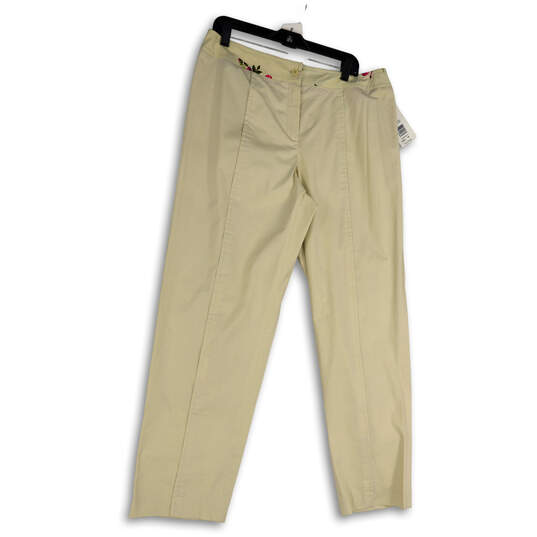 NWT Womens Tan Flat Front Stretch Straight Leg Chino Pants Size 16 image number 1