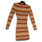 Womens Multicolor Striped Long Sleeve Button Front Sweater Dress Size Large image number 2