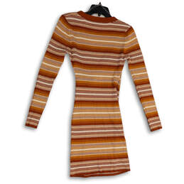 Womens Multicolor Striped Long Sleeve Button Front Sweater Dress Size Large alternative image