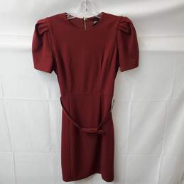 Women's Express Puff Shoulder Sheath Dress Maroon Red Size M