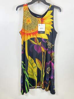 Desigual Monsieur Women Yellow Sunflower A Line Dress XL
