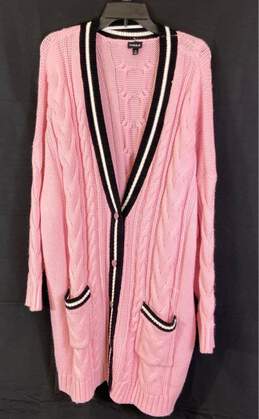 Torrid Womens Pink Knitted Long Sleeve Pocket Button Front Cardigan Sweater Sz 4