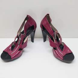 Wm Michael Kors Berkley Strappy Leather W/Front Zip Heels Shoes Sz 9M