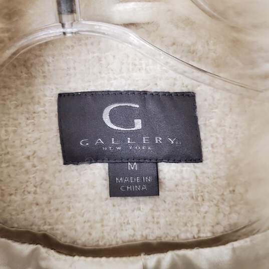 NWT Gallery WM's Ivory Cream Wool Blend with Faux Fur Coat Size M image number 3
