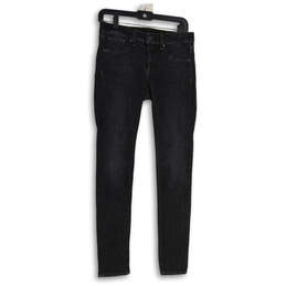 Womens Black Denim Dark Wash 5-Pocket Design Skinny Leg Jeans Size 28