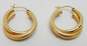 14K Yellow Gold Textured & Polished Interlocked Hoop Earrings 3.8g image number 1