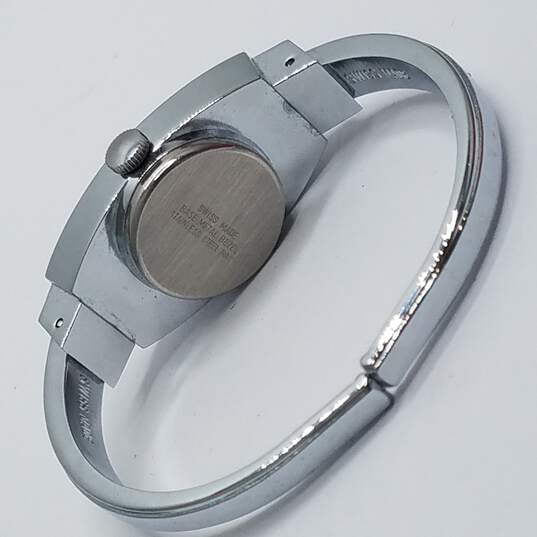 Chateau Silver Tone Brown Dial Manual Wind Hinged Vintage Bracelet Watch image number 6