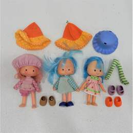 Vintage Strawberry Shortcake Blueberry Muffin & Raspberry Tart Dolls W/ Orange Blossom Accessories P&R