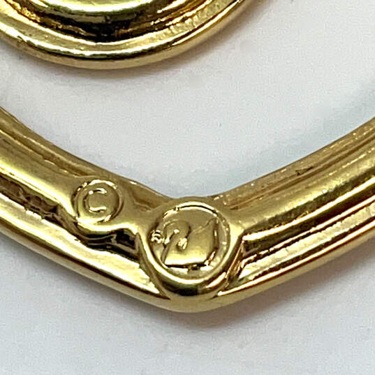 Designer Swarovski Gold-Tone Clear Rhinestone Swirl Heart Brooch Pin image number 4