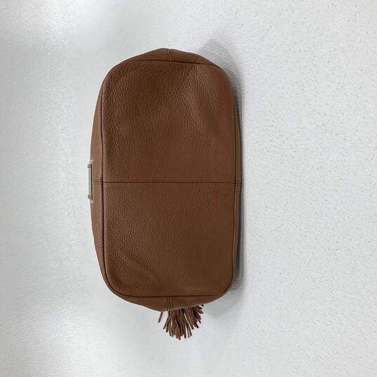 Womens Brown Leather Inner Zip Pocket Tassel Charm Shoulder Bag Purse image number 5