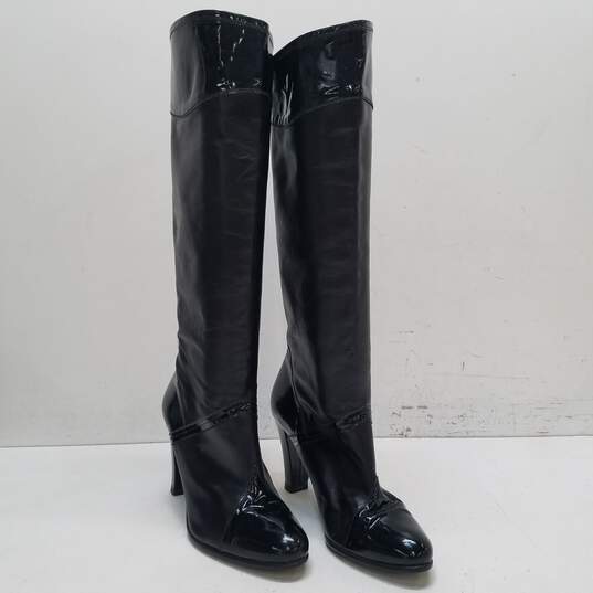 Reiss Black Leather Tall Knee High Boots Women's Size 38 EU/7.5 US image number 3