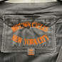 Mens Black Leather Patches Side Laces Pockets Snap Biker Vest Size 54 image number 5