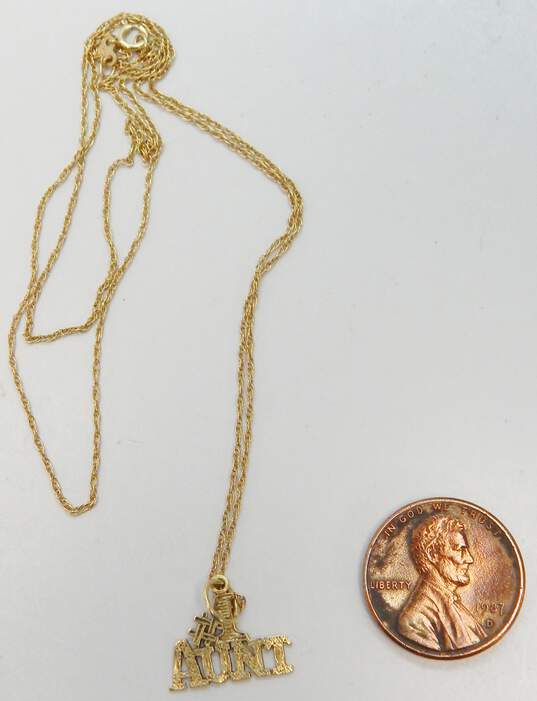 14k Yellow Gold Etched #1 Aunt Pendant Necklace 1.5g image number 6