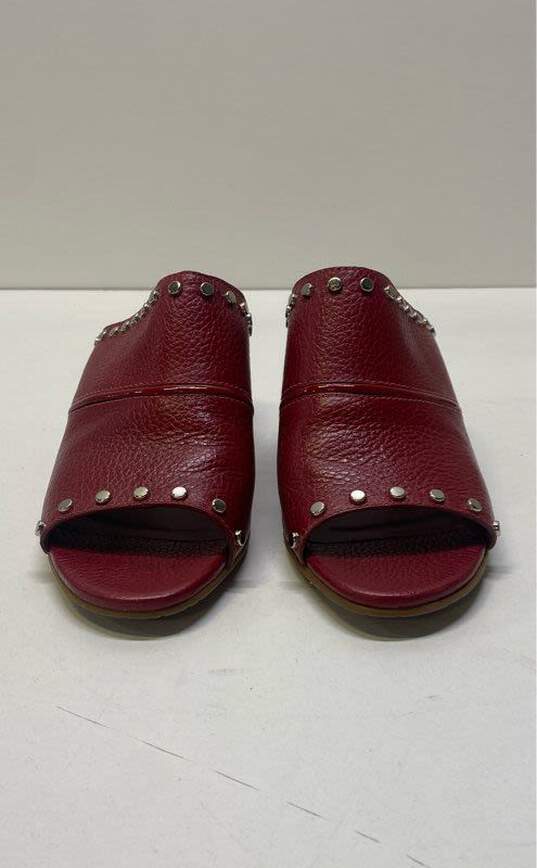 Brighton Red Leather Studded Mules Heels Shoes Size 6 M image number 3