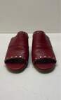 Brighton Red Leather Studded Mules Heels Shoes Size 6 M image number 3