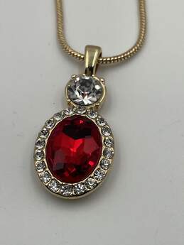 Womens Gold-Tone Snake Chain Ruby Gemstone Charm Pendant Necklace 17.2g alternative image