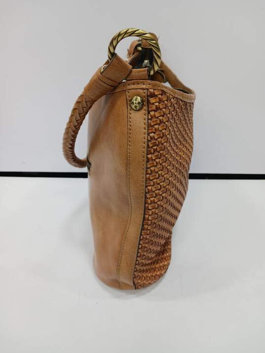 Patricia Nash Castelli Square Brown Woven Leather Purse image number 4