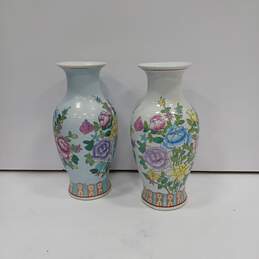 Pair of Floral Porcelain Vases alternative image