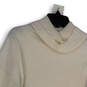 Womens White Knitted Cowl Neck Long Sleeve Pullover Sweater Size Small image number 3