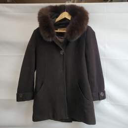 Sachi Topcoat with Fur Trimmed Hood Sz PS