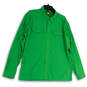 Womens Green Long Sleeve Pockets Collared Button-Up Shirt Size Large image number 1