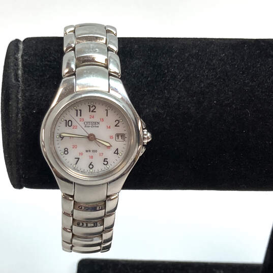 Designer Citizen Eco-Drive Silver-Tone Stainless Steel Analog Wristwatch image number 1