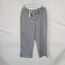 Chico's White & Navy Blue Stripe Mini Sant Hardware Crop Pant WM Size 0.5  ( S ) NWT