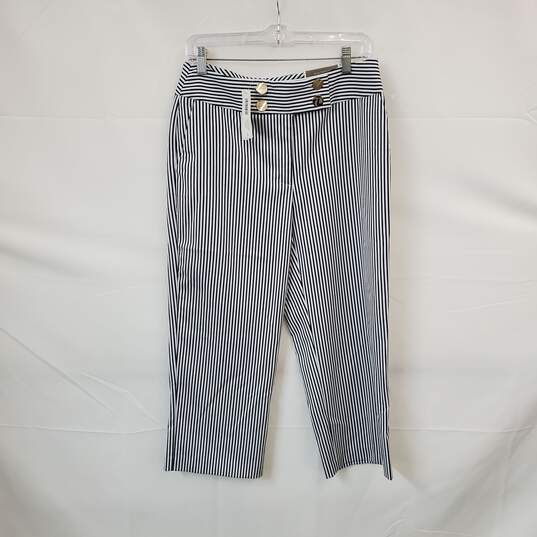 Chico's White & Navy Blue Stripe Mini Sant Hardware Crop Pant WM Size 0.5  ( S ) NWT image number 1