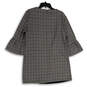 Womens Multicolor Plaid Bell Sleeve Round Neck Back Zip Shift Dress Size XL image number 2