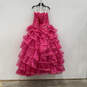 Women Pink Strapless Beaded Jeweled Back Zip Sleeveless Maxi Dress Size 12 image number 2