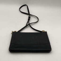 Womens Black Leather Inner Pocket Adjustable Strap Zipper Crossbody Bag alternative image
