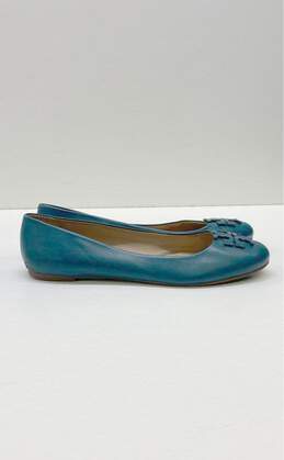 Tory Burch Miller Logo Teal Leather Flats Women's Size 9.5M