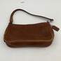 Womens Brown Leather Hampton Demi Zipper Charm Small Clutch Shoulder Handbag image number 1