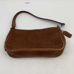 Womens Brown Leather Hampton Demi Zipper Charm Small Clutch Shoulder Handbag