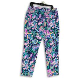 Lilly Pulitzer Womens Purple Floral Flat Front Straight Leg Ankle Pants Size 14 alternative image