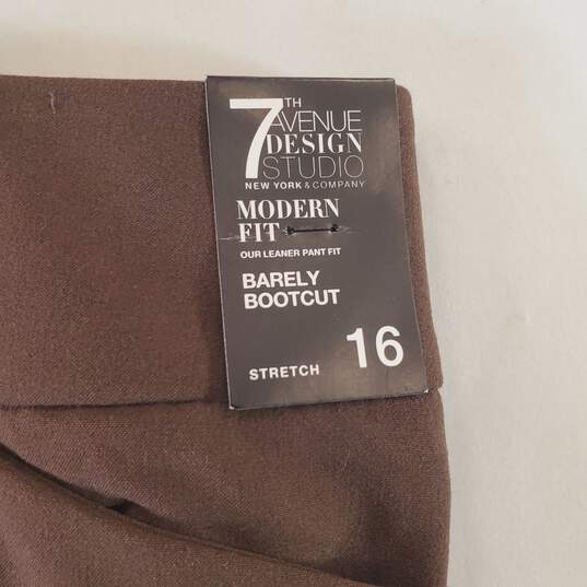 7th Ave Design Studio Women Brown Dress Pants 16 NWT image number 3